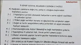 5.sınıf sosyal bilgiler 2.dönem 2.yazılı  @Bulbulogretmen -2-  #5sınıf #keşfet #sosyal