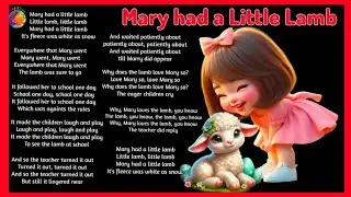 mary had a little lamb lyrics || mary had a little lamb song ||mary had a little lamb english rhymes