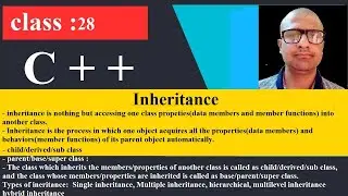 28 C++ Inheritance , Single Inheritance zoom | C++ Programming Tutorial for beginners | cpp | C plus