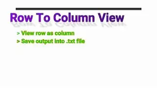 Excel quickly view row as column