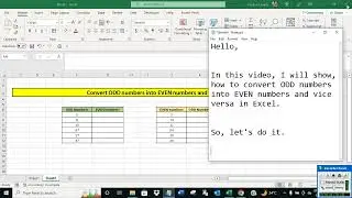 Convert ODD numbers into EVEN numbers and vice versa in Excel
