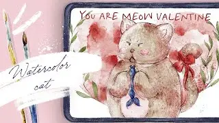 How to Paint Watercolor Cat in Procreate easily: IPad Digital Tutorial - Valentine’s Day Art