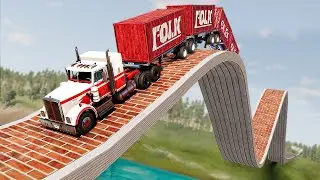 Cars vs Rollercoaster Bridge, Switchback Road and Ledges ▶️ BeamNG Drive