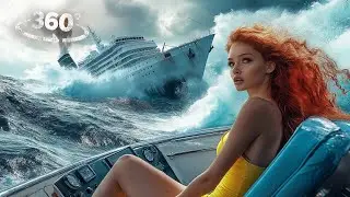 360° Escape Ship Sinking after Tornado and Survive Snake Island VR 360 Video 4K Ultra HD