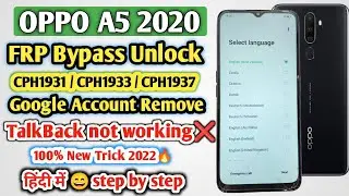 Oppo A5 2020 (Cph1931) Frp Bypass Without PC | Oppo A5 2020 Google Account Bypass New Method 2022 |