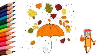 How to draw autumn, draw rain