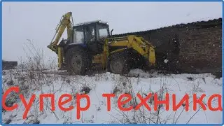 Эксковатор-погрузчик мтз 82. Вывоз навоза//Жизнь в деревне//Деревня