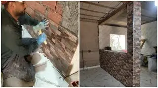 تركيب السيراميك الحجري في الكونتوار مطبخ