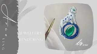 HOW I DRAW CARTIER PANTHERE | DIAMOND, LAPIS LAZULI, EMERALD | ARCO YING JEWELLERY GOUACHE DRAWING