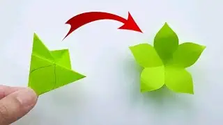 How to make Easy Origami Flower from Sticky    Note / No - Glue Tutorial paper Easy