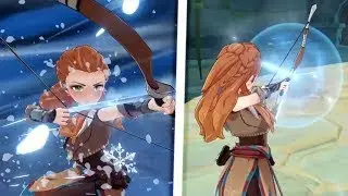 Aloy Full Gameplay Elemental Skill Burst & Showcase - Genshin Impact 2.1