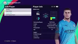 Ruben dias face e football pes 2021 Manchester city