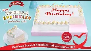 NEW Red Ribbon Vanilla Sprinkles Dedication Cake