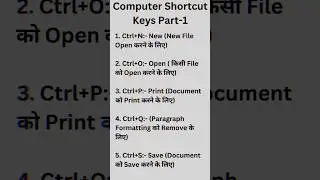 Computer Shortcut Keys Part-1 