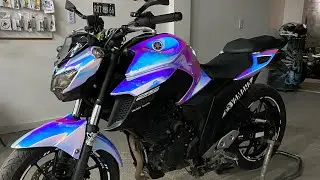 Plotando uma FZ25 com adesivo CAMALEÃO CROMADO 😱