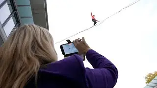 Urban Highline Performance for Corporate Event | Centre Patronal à Lausanne | Slackline Events