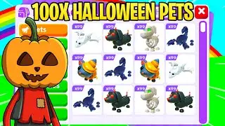 I TRADED 100 NEW HALLOWEEN PETS (Roblox Adopt me Update)