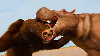 A Hippo Vs A Giant Short Faced 🤔 (Animated) 