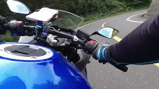 Osmo Action (LockSteady:ON) Backpack-Strap Mounted GSX250R on winding-road