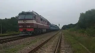 ТЭП70-0545 с поездом №307 Саратов - Барановичи. Прибытие на станцию Белые Берега