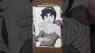 [ASMR] Drawing Rock Lee 🥴 - Naruto #satisfying #shorts #asmr