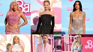 FAMOSOS EN LA PREMIER BARBIE LA PELÍCULA en Los Angeles Karol G Margot Robbie Dua Lipa Ryan Gosling