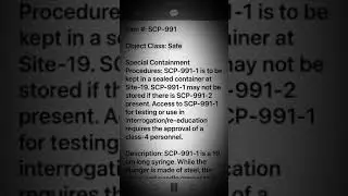 Scp 991 A Syringe