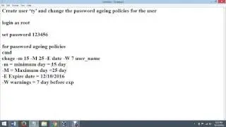 Password ageing policies for the user