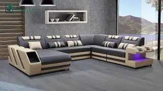 Neptune Modern Leather Sectional with LED Light | Jubilee Furniture