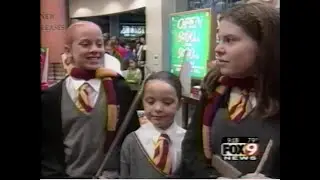 Marie & Heather on FOX9 at midnight HP book sale