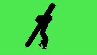 4k animation carrying the cross on the green screen