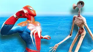 GTA 5 Water Ragdolls SPIDERMAN VS SIREN HEAD (GTA Superhero Battle, Euphoria Physics, Jumps & Fails)
