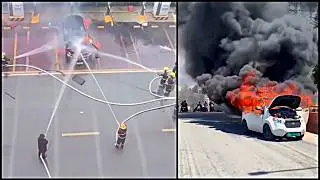 How Dangerous Are Electric Cars Really? Shocking EV Fire Compilation