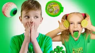 Челлендж с зеленой едой. Едим продукты зеленого цвета целый день  Желейная еда  Желейный мишка