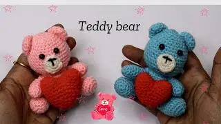 Crochet Teddy Bear Heart ❤️/Amigurumi Teddy Bear Valentine's day 🧸🧸🧸