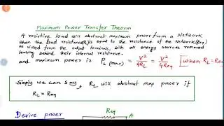 12:Maximum power transfer thoerem| derive expression for maximum power|DC network theorem|
