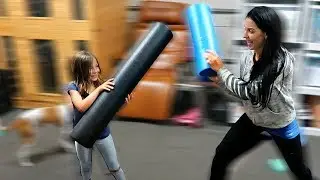 I BATTLE MY MOM - WE GET CRAZY & SLIDE DOWN A TREADMILL!