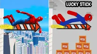 Spiderstickman vs Spiderman Funny Moments and Epic Moments / Stickman Dismounting