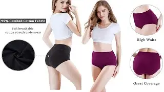 Women's High Waisted Cotton Underwear Ladies Soft Full Briefs Panties