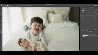 Compositing baby into sibling portrait.