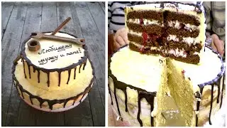 ТОРТ ДВУХЪЯРУСНЫЙ НА ДЕНЬ РОЖДЕНИЯ своими руками/ЧЕРНЫЙ ЛЕС и МЕДОВИК