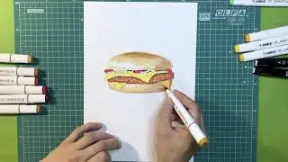 Скетчинг маркерами. Гамбургер