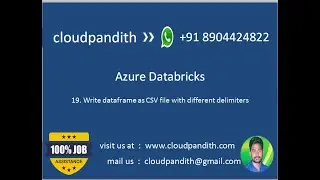 19. Write dataframe as CSV file with different delimiters in Azure Databricks