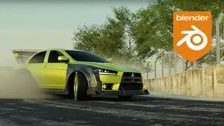 Mitsubishi Lancer Drift on Race Track Blender Animation