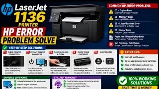 Hp Printer 1136 !! HP Error Problem Solution 2024 !! hp 1136 orenge & green light billing alert solv