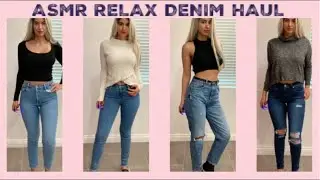 ASMR Try On Haul - Denim Jeans - Drinking Wine & Wearing a (Faux) Leather Jacket (Whispered) 👖 🍷
