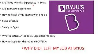 Byju's | Byju's BDA job role Reveiw | Why I left Byju's | Life At Byju,s #byjus#byjusbda