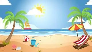 Sunny Beach Day - Free Cartoon Background Loop
