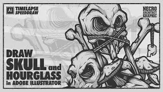 Draw Skull and Hourglass in Adobe Illustrator | Timelapse Speed Draw