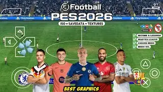eFootball PES 2026 PPSSPP Android Offline Full Update UCL & League Kits 25/26 Season 4k Graphics